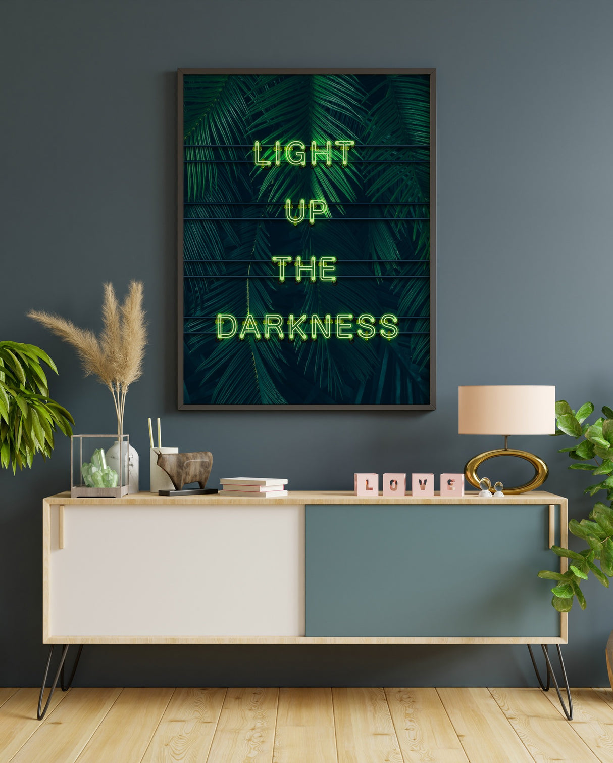 Light Up The Darkness Neon Style Art Print
