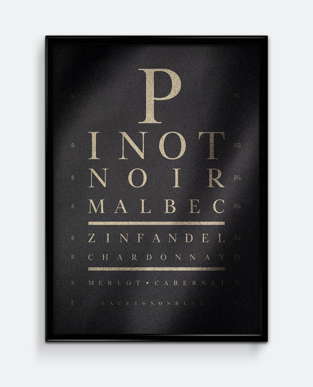 Wine Lovers Eye Chart - Kitchen & Dining Art Print in Champagne Gold Style