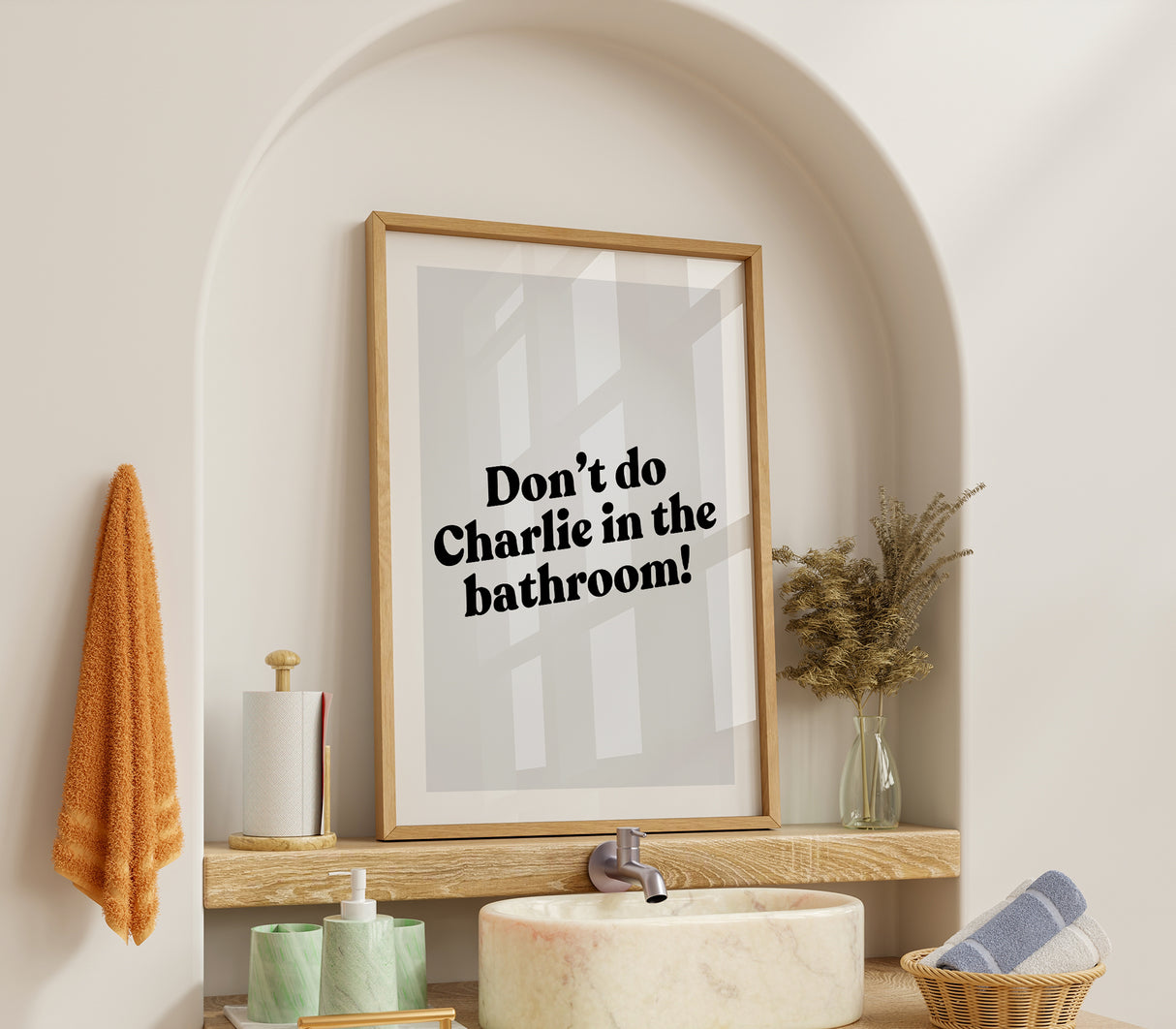 Don’t Do Charlie in the Bathroom! Funny Bathroom Warning Sign Print