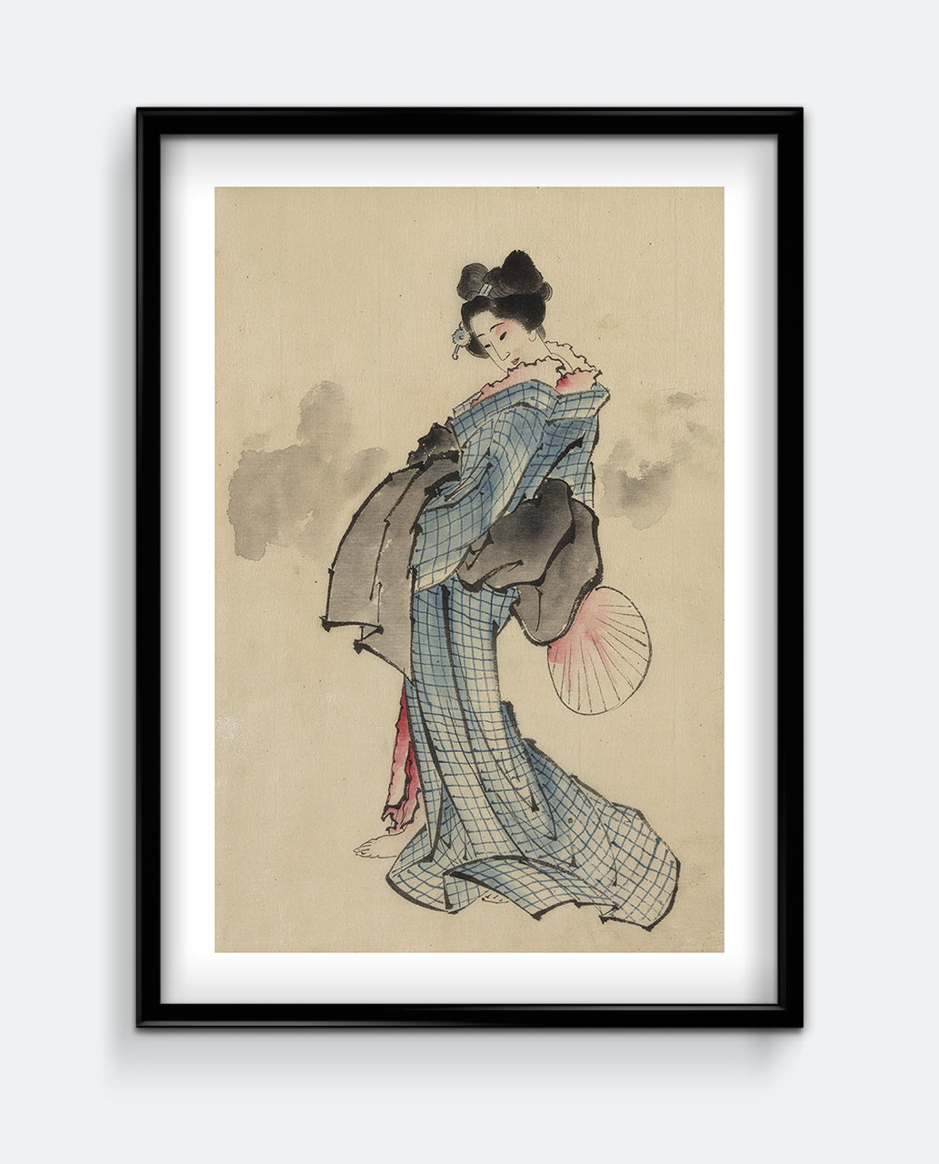 Hokusai - Woman, full-length portrait Art Print