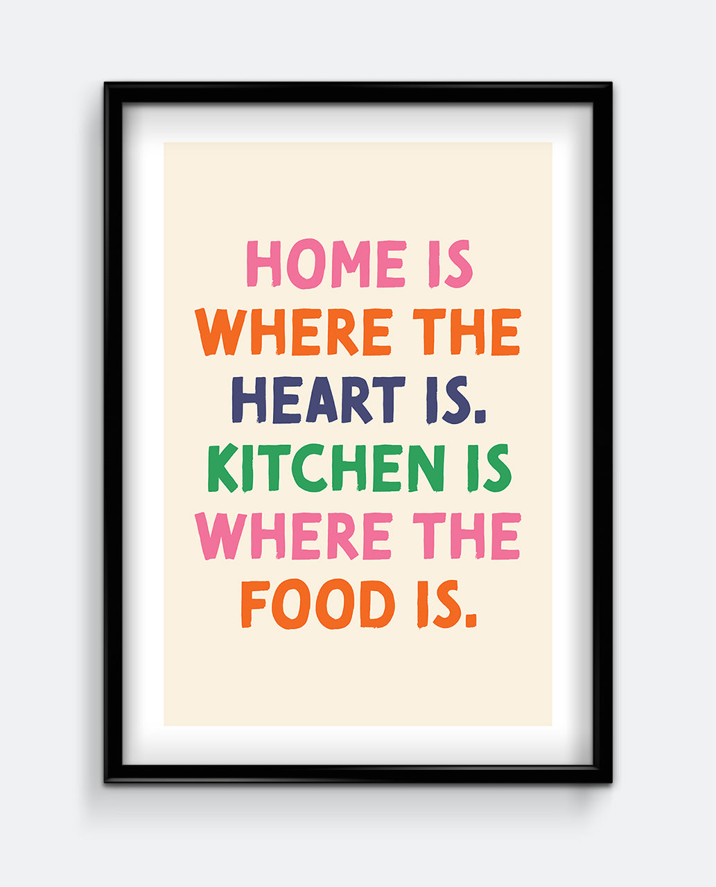Kitchen Is Where The Food Is Colourful Kitchen Typography Art Print