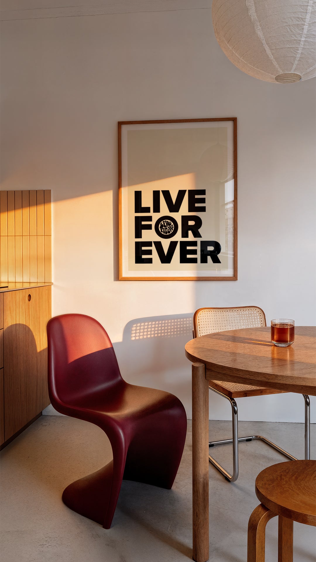 Live Forever Print – Minimal Retro Typography Poster – Bold Statement Wall Art