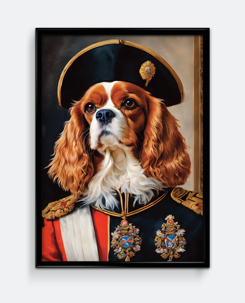 King Charles Spaniel Military Animal Portrait Art