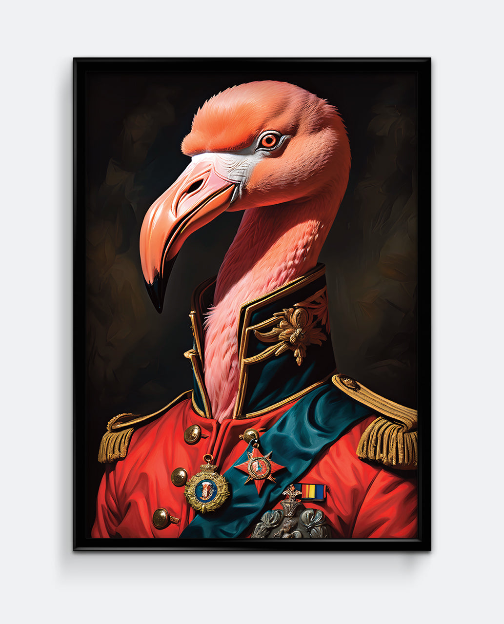 Flamingo Military Animal Portrait Art