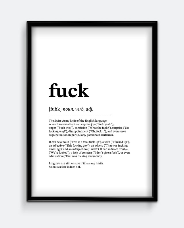 Fack Definition F*ck Definition Print – Funny Dictionary Style Typography Wall Art ...