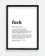 F*ck Definition Print – Funny Dictionary Style Typography Wall Art