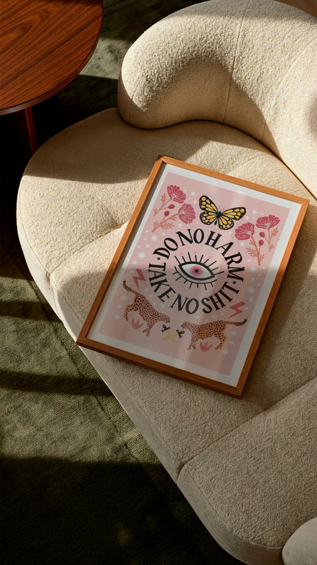 Do No Harm Take No Shit Print – Bold Feminine Folk Art Wall Decor