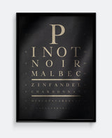 Wine Lovers Eye Chart - Kitchen & Dining Art Print in Champagne Gold Style