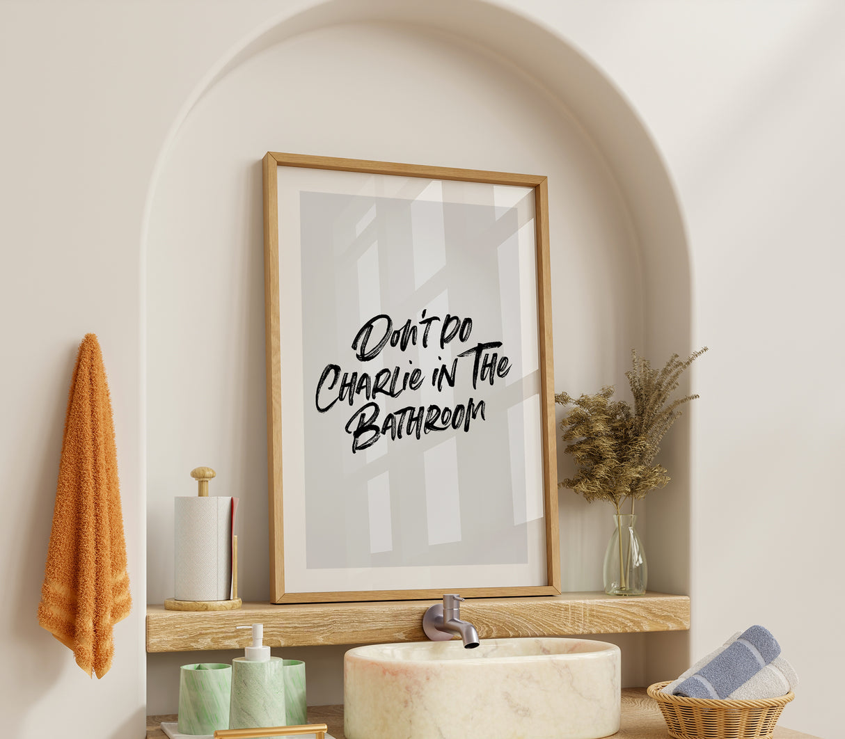 Don’t Do Charlie in the Bathroom Funny Bathroom Sign – Bold Script Wall Art