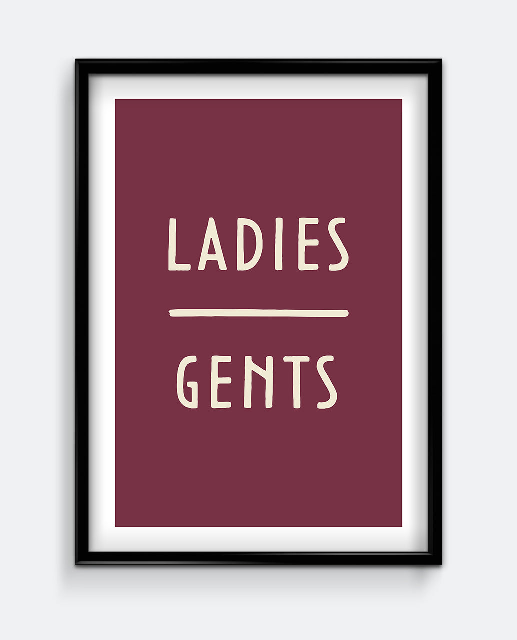 Bathroom Sign Print – Ladies and Gents Wall Art – Minimal Toilet Sign