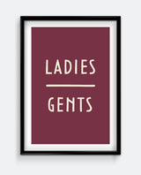 Bathroom Sign Print – Ladies and Gents Wall Art – Minimal Toilet Sign