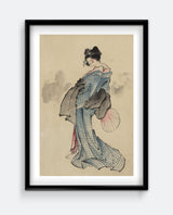 Hokusai - Woman, full-length portrait Art Print