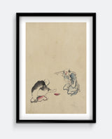 Hokusai - Two men playing a game or gambling Art Print