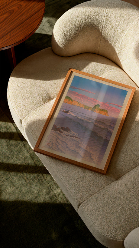 Morning Sea at Shiribeshi – Kawase Hasui Art Print – Japanese Woodblock Style