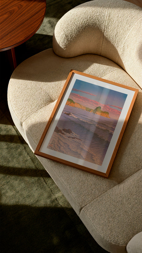 Morning Sea at Shiribeshi by Kawase Hasui – Japanese Seascape Art Print