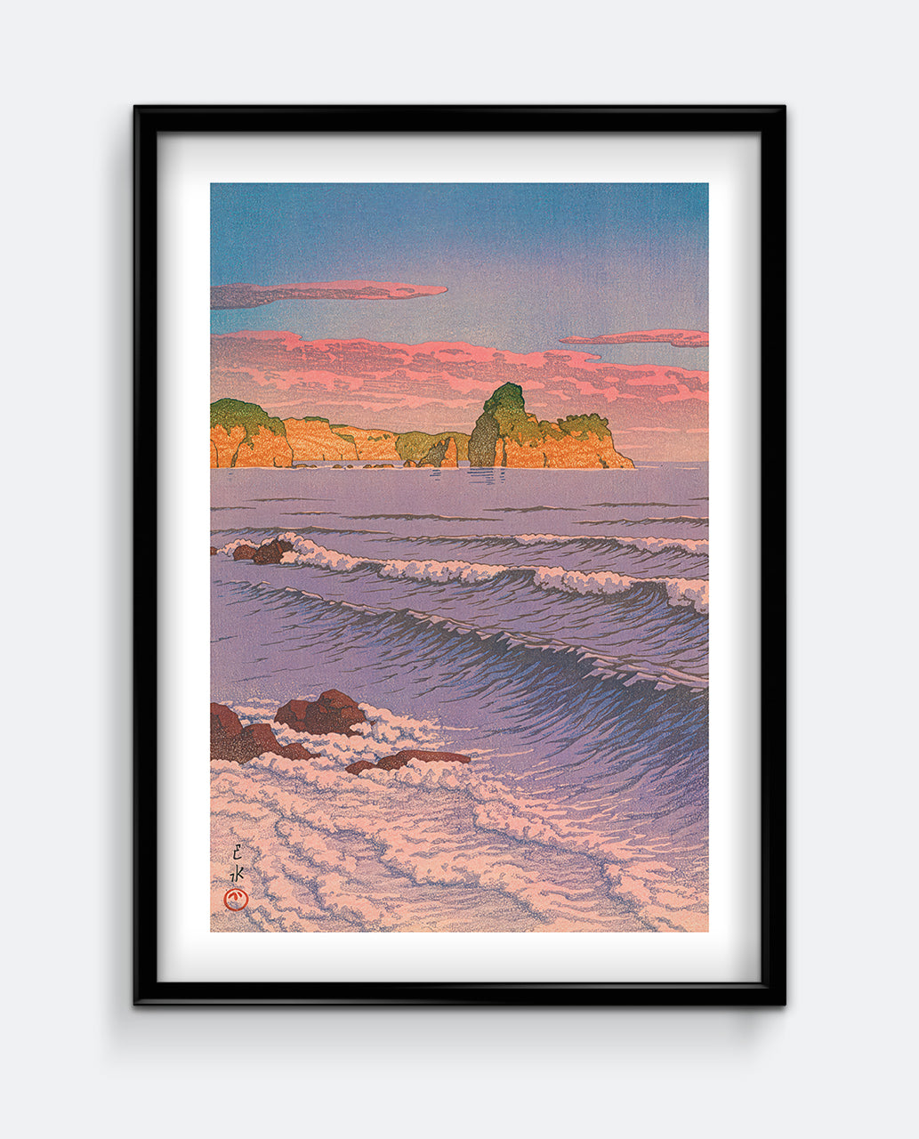 Morning Sea at Shiribeshi by Kawase Hasui – Japanese Seascape Art Print