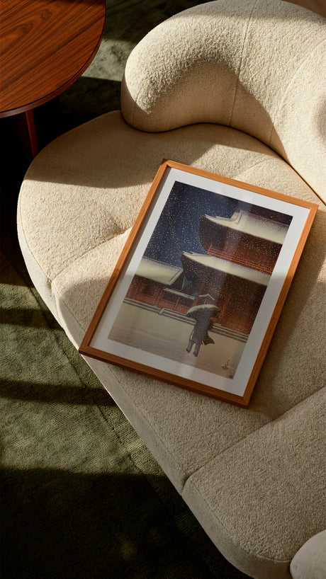 Zojoji Temple in Snow by Kawase Hasui Art Print – Japanese Woodblock Winter Scene