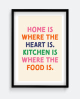 Kitchen Is Where The Food Is Colourful Kitchen Typography Art Print