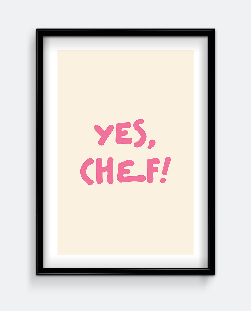 Yes, Chef! Bold Pink Kitchen Art Print