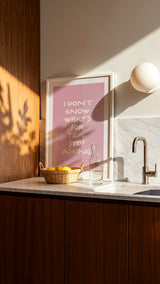 I Don’t Know What’s For Tea Soft Pink Kitchen Art Print