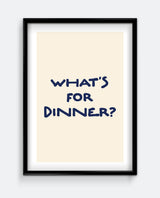 What’s For Dinner? Navy Blue Kitchen Art Print