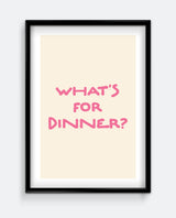 What’s For Dinner? Bold Pink Kitchen Art Print