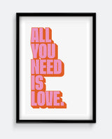 All You Need Is Love Print – Retro Typography Wall Art
