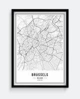 Brussels Map Minimal City Print