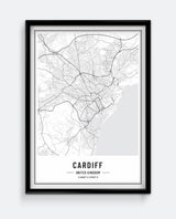 Cardiff Map Minimal City Print