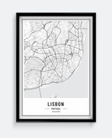 Lisbon Map Minimal City Print