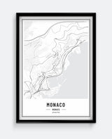 Monaco Map Minimal City Print
