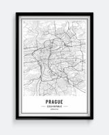 Prague Map Minimal City Print