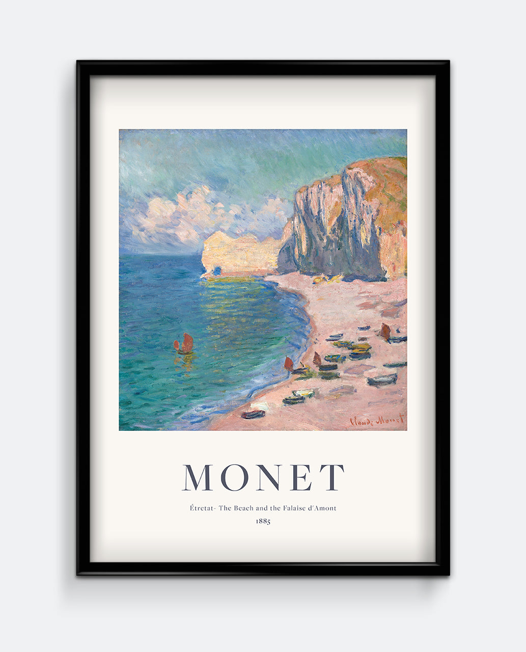 Monet – Étretat – The Beach and the Falaise d'Amont Art Print