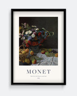 Monet Still Life with Flowers and Fruit Print – Classic Kitchen Wall Art