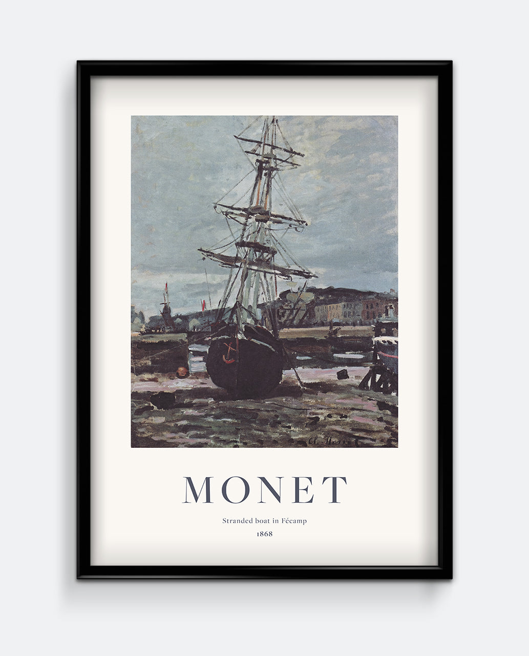 Monet Stranded Boat in Fécamp Print – Nautical Coastal Wall Art