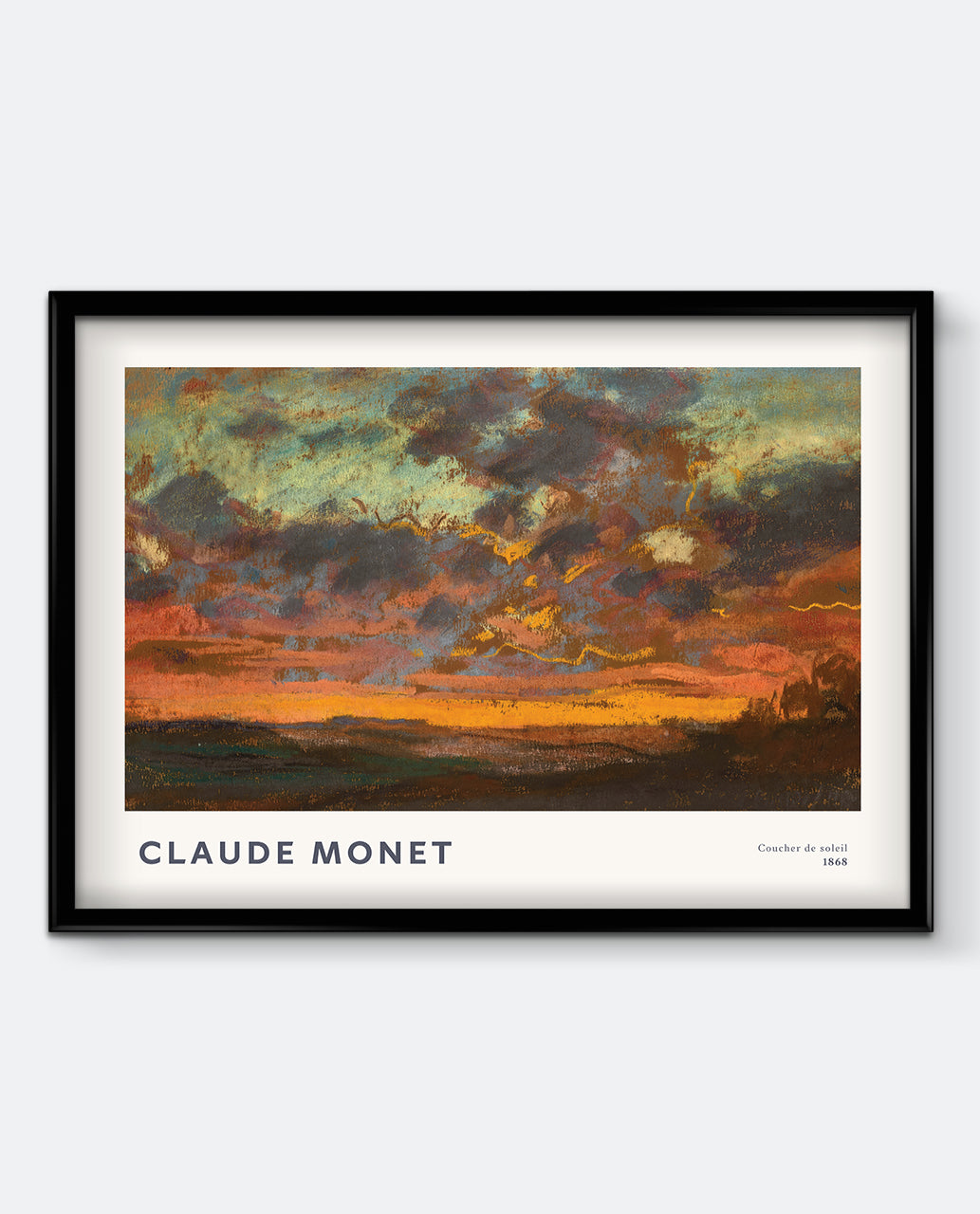 Monet Sunset Landscape Print – Dramatic Impressionist Sky Wall Art