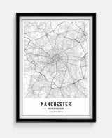 Manchester Map Minimal City Print