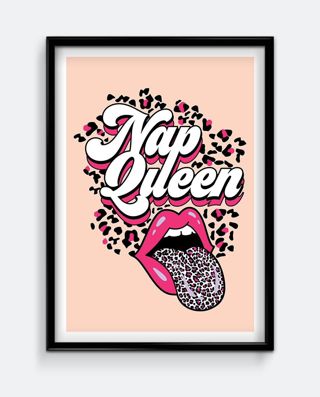 Nap Queen Leopard Print Typographic Art Print