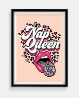 Nap Queen Leopard Print Typographic Art Print