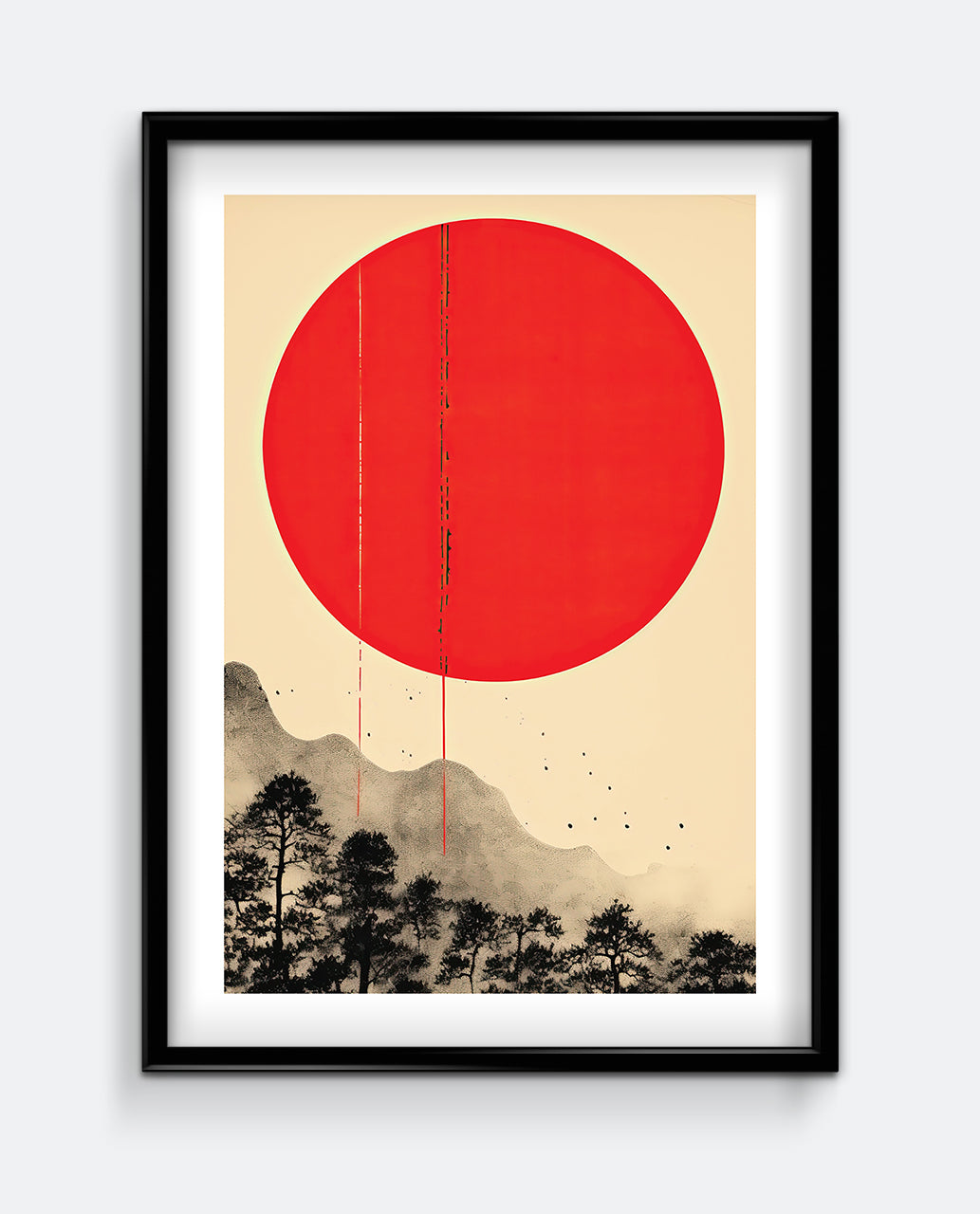 Red Sun & Silence Japanese-Inspired Wall Art