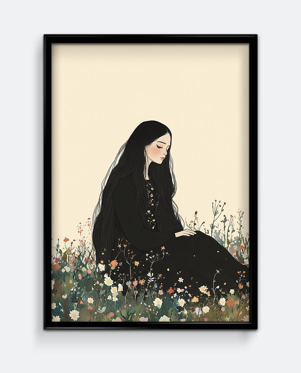 Wildflower Reverie Modern Portrait Wall Art