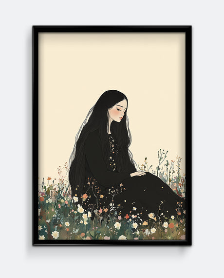 Wildflower Reverie Modern Portrait Wall Art