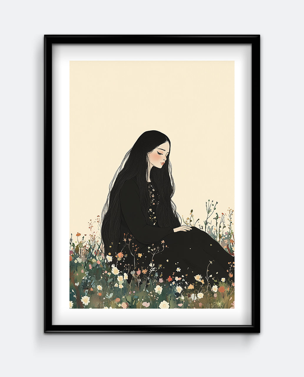 Wildflower Reverie Modern Portrait Wall Art
