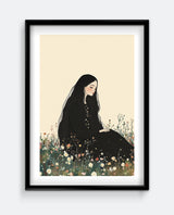 Wildflower Reverie Modern Portrait Wall Art
