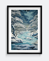 Snowy Forest Stream Japanese-Inspired Wall Art