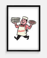 Pizza Man Art Print – Italian-Inspired Kitchen Wall Art by Trickett England