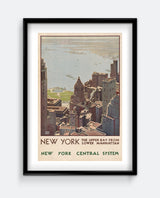 New York Upper Bay Poster – Lower Manhattan View – Vintage Travel Wall Art