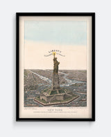 Statue of Liberty Antique Map Print – New York Harbour Illustration – Vintage Americana Wall Art