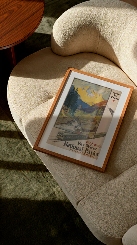 Far West National Parks Travel Poster – Vintage Train Advertising Print