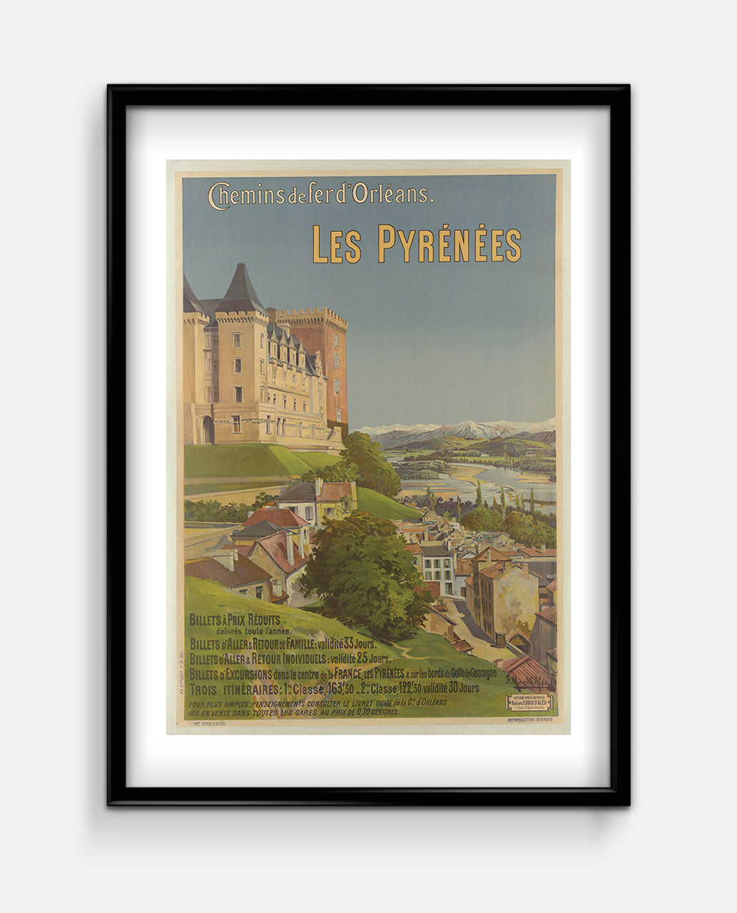 Les Pyrénées Travel Poster – Chemins de Fer d’Orléans Vintage Railway Print